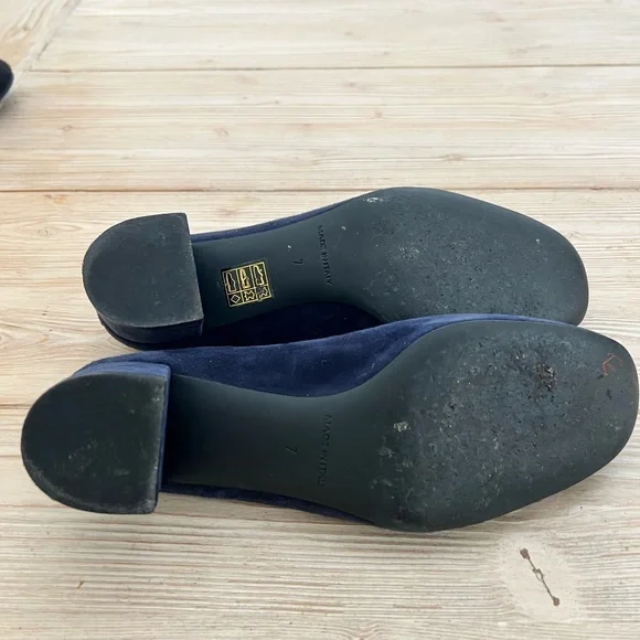 Everlane Navy Blue Suede Block Heel Pumps Made in Italy Size 7 - Picture 3 of 5